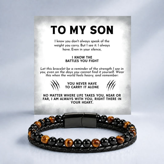 To my Son - Tiger Eye Bracelet NEW - I know the battles you fight