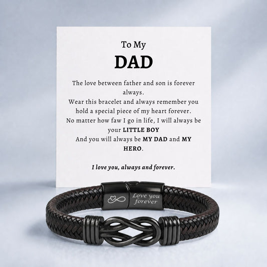To my Dad - Black Infinity Bracelet - I will always be your little boy