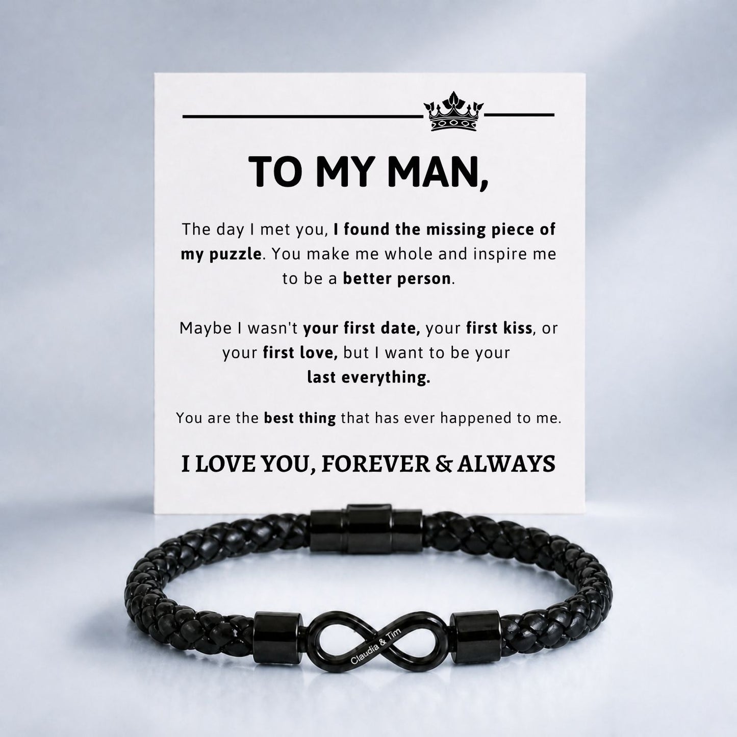 To my man - Dual Name Infinity Bracelet