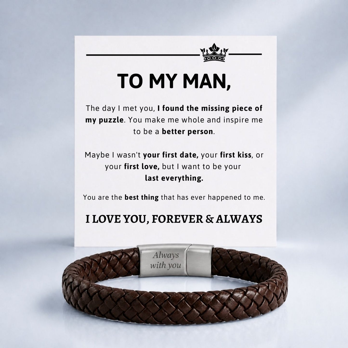 Brown Leather Bracelet with Engraving