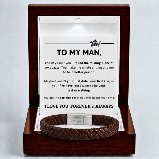 Brown Leather Bracelet with Engraving