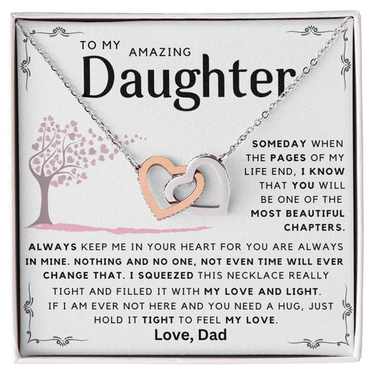 To My Daughter - Always Keep Me In Your Heart - Message Card Necklace From Dad