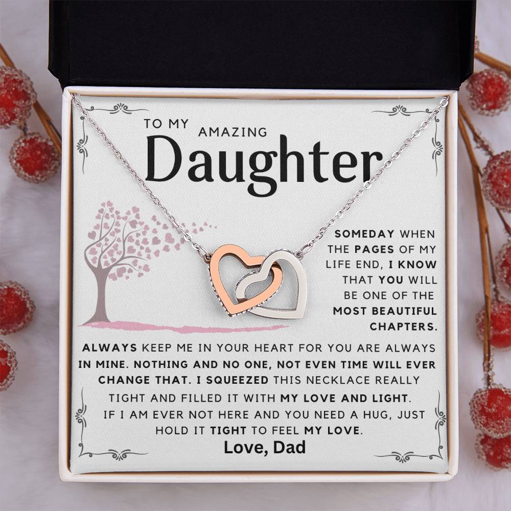 To My Daughter - Always Keep Me In Your Heart - Message Card Necklace From Dad