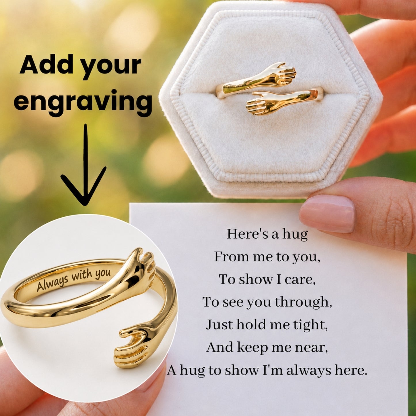 The Hug Ring Engraved