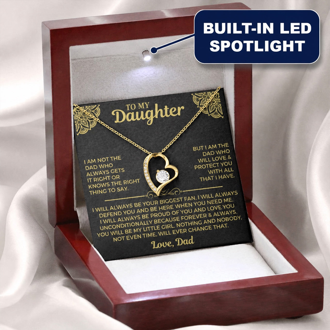 To My Daughter - Heart necklace - Love Dad