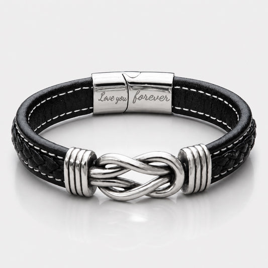 Grandmother and Grandson Forever Linked Together - Braided Leather Bracelet