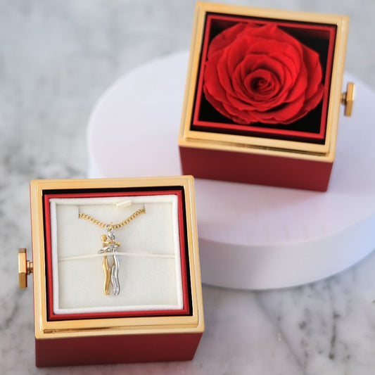 Mini Eternal Rose Box - Hug Necklace
