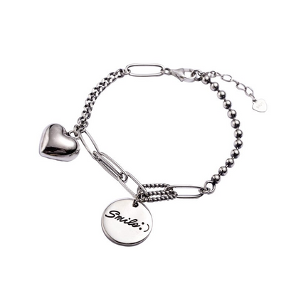 Smile and Heart Charm Bracelet - To My Daughter