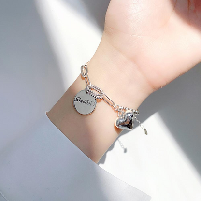 Smile and Heart Charm Bracelet - To My Daughter